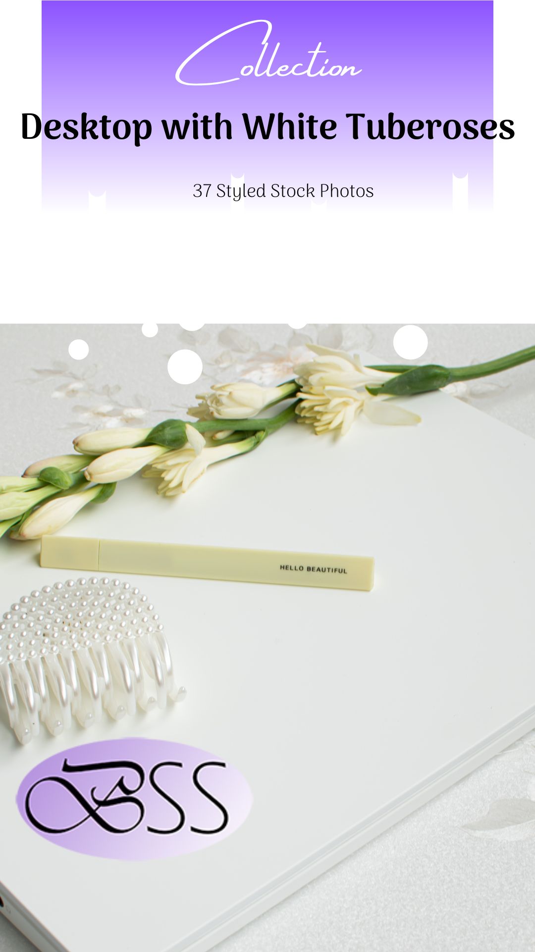 Desktop with White Tuberoses Collection